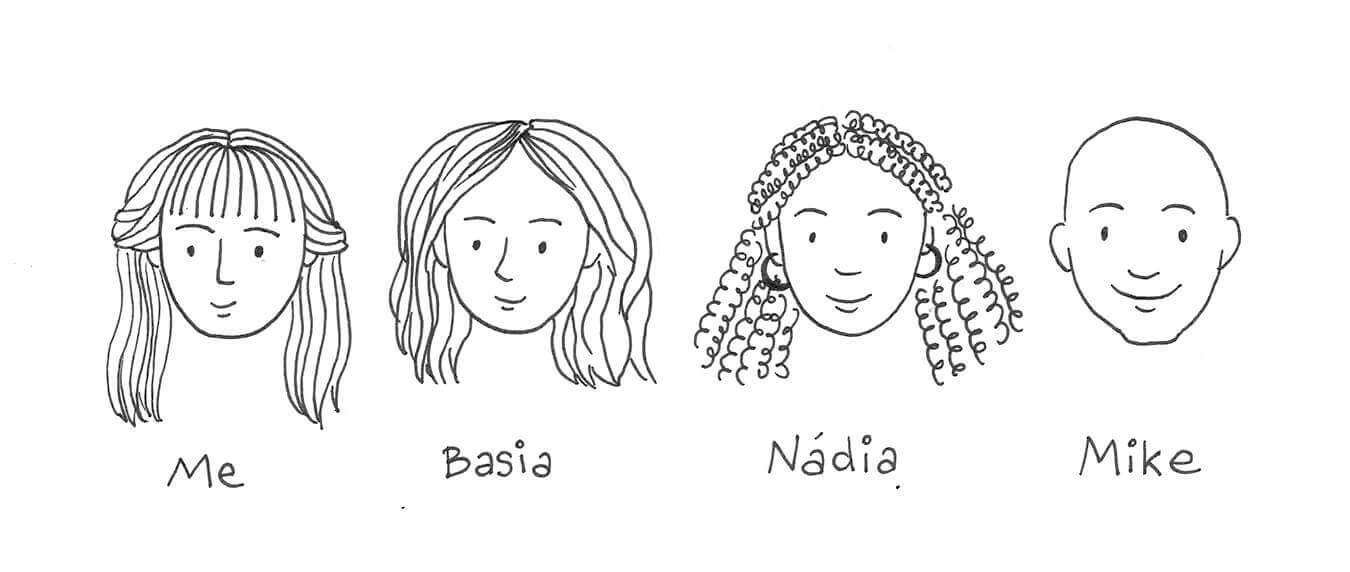 Sketch of Gosia, Basia, Nádia and Mike